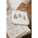 Clayre & Eef Pot Holder 20x20 cm Beige Green Cotton Square Pine Trees