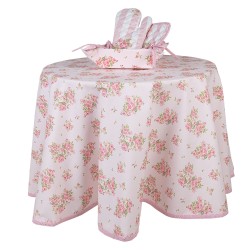 Clayre & Eef Nappe Ø 170 cm Rose Coton Rond Roses