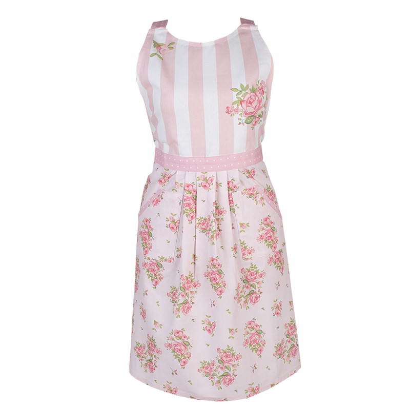 Clayre & Eef Kitchen Apron 70x85 cm Pink Cotton Roses