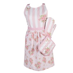 Clayre & Eef Kitchen Apron 70x85 cm Pink Cotton Roses