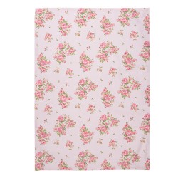 Clayre & Eef Tea Towel  50x70 cm Pink Cotton Rectangle Roses