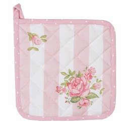 Clayre & Eef Manique de cuisine pour enfants 16x16 cm Rose Coton Carré Roses