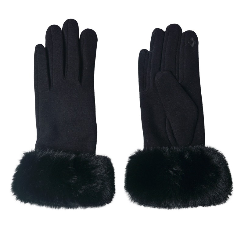 Juleeze Gants en fausse fourrure 8x24 cm Noir