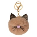 Juleeze Porte-clés pompon Marron Peluche Chat