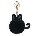 Juleeze Sleutelhanger Pompom  Zwart Pluche Kat