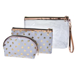 Juleeze Pochette da donna set di 3 23x17 / 20x13 / 18x12 cm Bianco Color oro Sintetico Cuoricini