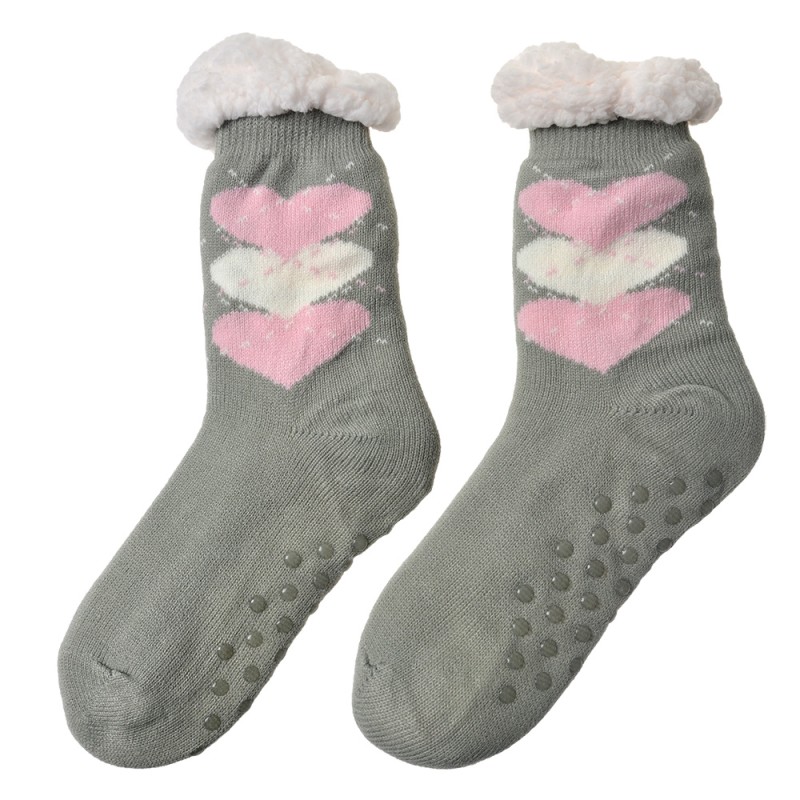 Juleeze Chaussettes de maison pour femmes one size Gris Synthétique Coeurs