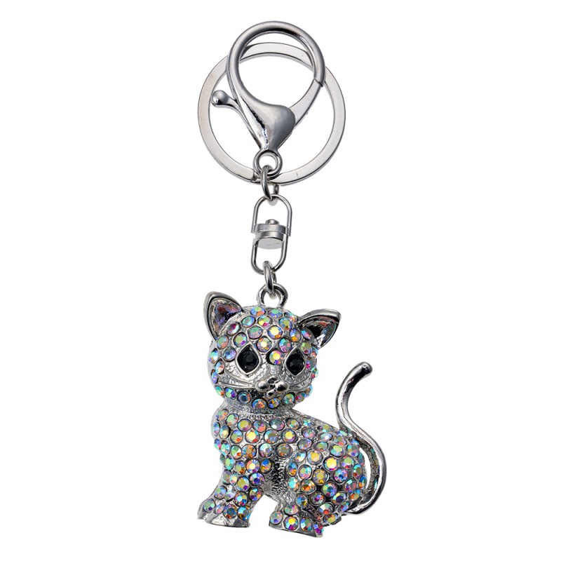 Juleeze Keychain Cat Silver colored Metal