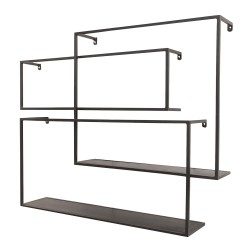 Clayre & Eef Wall Rack Set van 3 Black Iron