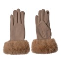 Juleeze Handschuhe mit Kunstpelz 8x24 cm Beige