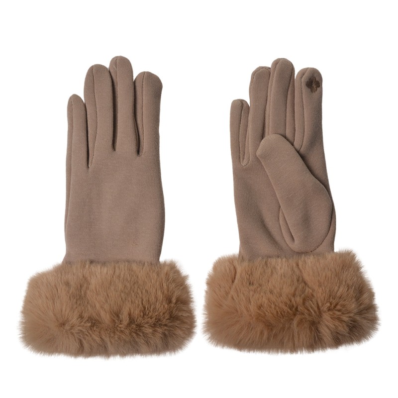 Juleeze Gants en fausse fourrure 8x24 cm Beige