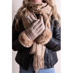 Juleeze Gloves with fur 8x24 cm Beige