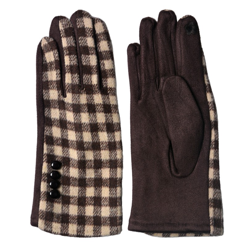 Juleeze Winterhandschuhe 9x24 cm Braun Polyester Rauten