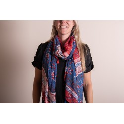 Juleeze Printed Scarf 90x180 cm Blue Red