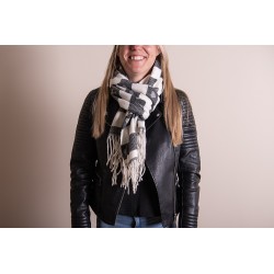 Juleeze Winter Scarf Women 68x180 cm White Grey Diamond