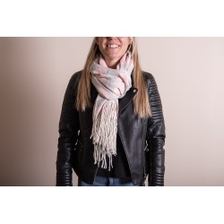 Juleeze Wintersjaal Dames  68x180 cm Roze Grijs Ruit