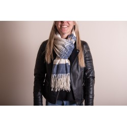 Juleeze Wintersjaal Dames  68x180 cm Blauw Beige