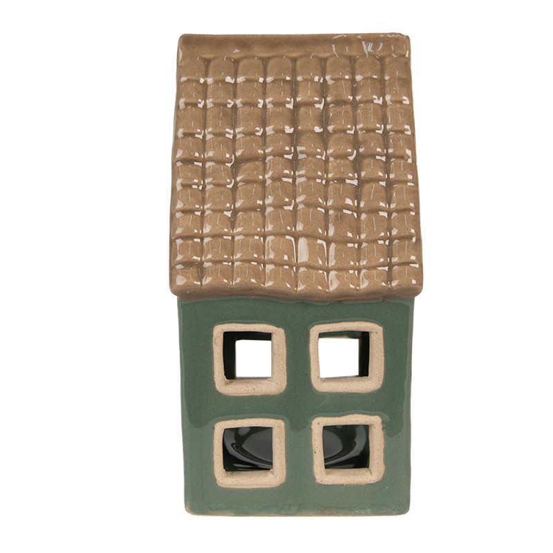 Clayre & Eef Teelichthalter Haus 15 cm Grün Porzellan