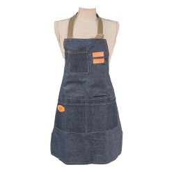 Clayre & Eef Kitchen Apron 73x65 cm Blue Cotton Polyester