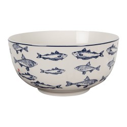 Clayre & Eef Soup Bowl 500 ml White Blue Porcelain Fishes