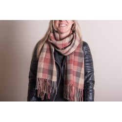 Juleeze Wintersjaal Dames  68x180 cm Rood Beige Ruit