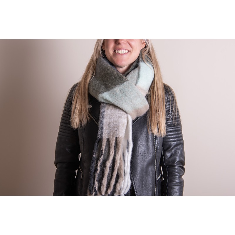 Juleeze Écharpe d'hiver femmes 36x210 cm Gris Beige Losange