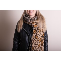 Juleeze Wintersjaal Dames  60x200 cm Bruin Beige Panter