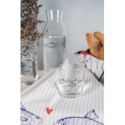 Clayre & Eef Carafe Ø 9x25 cm / 1000 ml Transparent Verre Poissons