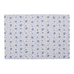 Clayre & Eef Placemats Set of 6 48x33 cm White Blue Cotton Rectangle Roses