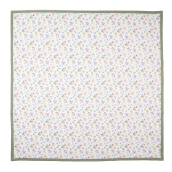 Clayre & Eef Tafelkleed  100x100 cm Wit Groen Katoen Vierkant Bloemen