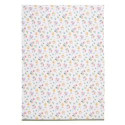 Clayre & Eef Torchon 50x70 cm Blanc Vert Coton Fleurs