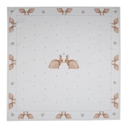 Clayre & Eef Nappe 100x100 cm Blanc Marron Coton Carré Lapin