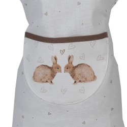 Clayre & Eef Tablier de cuisine pour enfants 48x56 cm Blanc Marron Coton Lapin