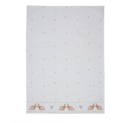 Clayre & Eef Tea Towel  50x70 cm White Brown Cotton Rabbit