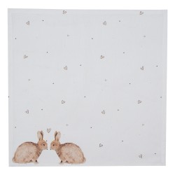 Clayre & Eef Serviettes Coton set de 6 40x40 cm Blanc Marron Carré Lapin