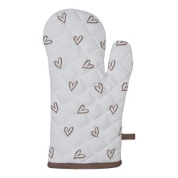 Clayre & Eef Oven Mitt 18x30 cm White Brown Cotton Rabbit