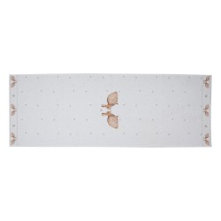 Clayre & Eef Table Runner 50x140 cm White Brown Cotton Rabbit