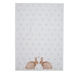 Clayre & Eef Tea Towel  50x70 cm White Brown Cotton Rabbit