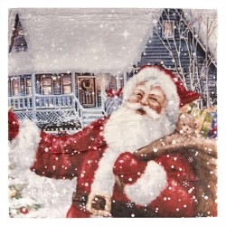 Clayre & Eef Throw Blanket 130x170 cm Red White Polyester Rectangle Santa Claus