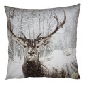 Clayre & Eef Housse de coussin 45x45 cm Marron Blanc Polyester Cerf