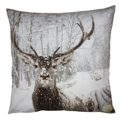 Clayre & Eef Cushion Cover 45x45 cm Brown White Polyester Deer