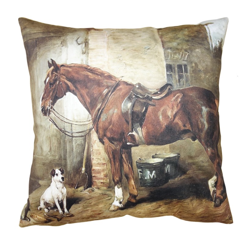 Clayre & Eef Kissenbezug 45x45 cm Braun Polyester Pferd