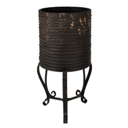 Clayre & Eef Planter Ø 29x53 cm Black Gold colored Iron