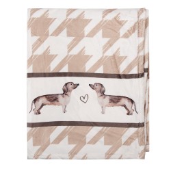 Clayre & Eef Throw Blanket 130x170 cm Brown White Polyester Dachshunds