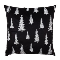 Clayre & Eef Housse de coussin 45x45 cm Noir Blanc Polyester Sapins de Noël