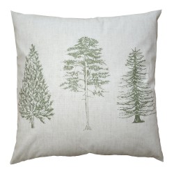 Clayre & Eef Housse de coussin 45x45 cm Beige Vert Polyester Sapins