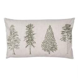 Clayre & Eef Cushion Cover 30x50 cm Beige Green Polyester Pine Trees