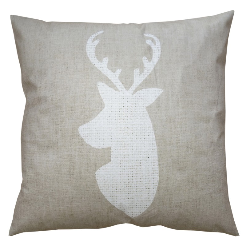 Clayre & Eef Housse de coussin 45x45 cm Beige Polyester Cerf