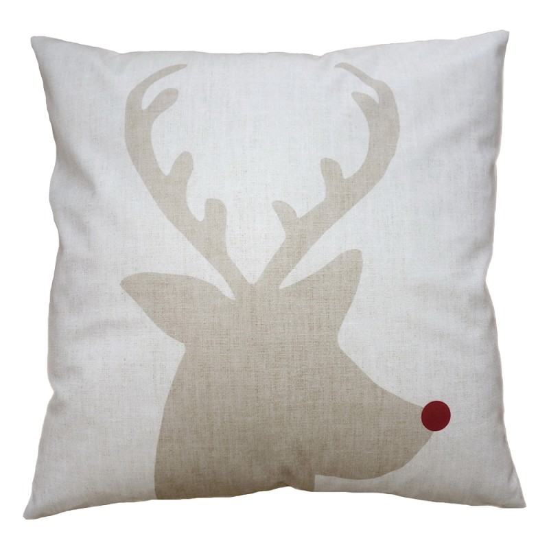 Clayre & Eef Cushion Cover 45x45 cm Beige Brown Polyester Deer