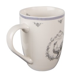 Clayre & Eef Tasse 350 ml Weiß Grau Porzellan Hahn